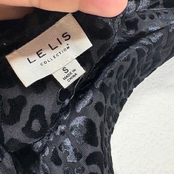 Le Lis Collection Small Velvet Cowl Neck Mini Sheath Dress Black Animal Print - Picture 5 of 7